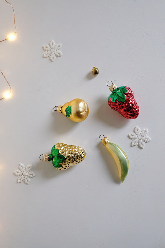 glass gold grape cluster ornament
