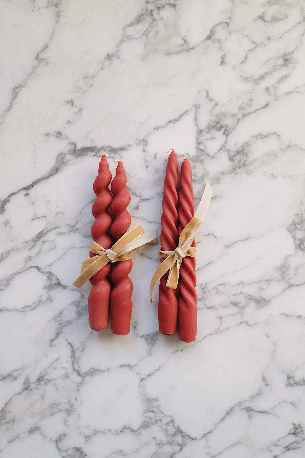 handmade beeswax tapers - set of 2