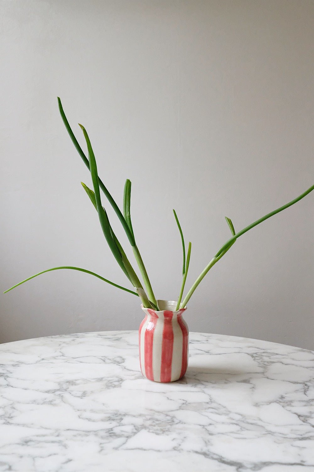 striped vase - red