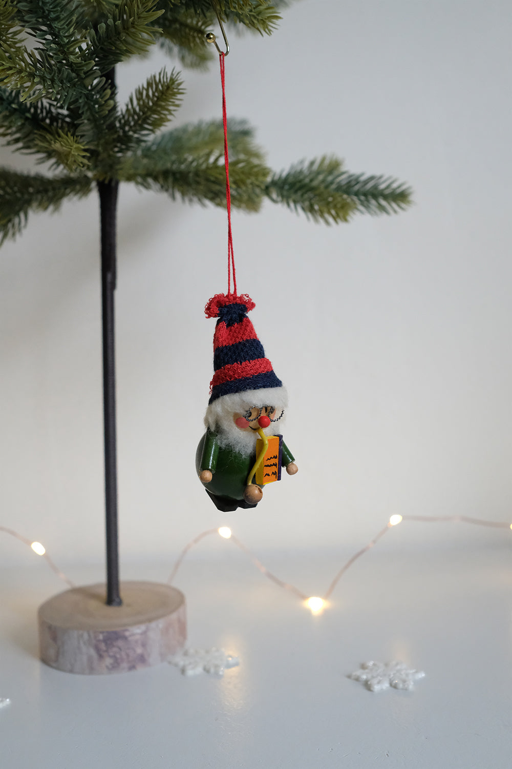 wooden bookworm ornament