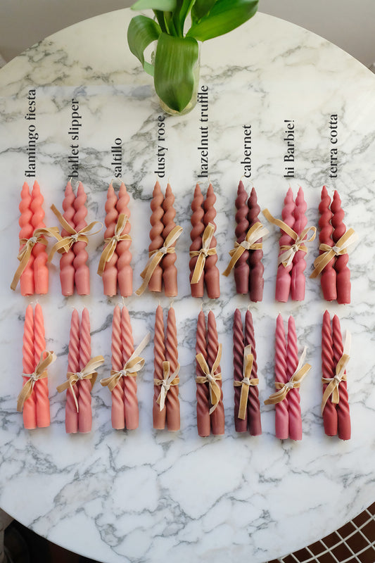 handmade beeswax tapers - set of 2