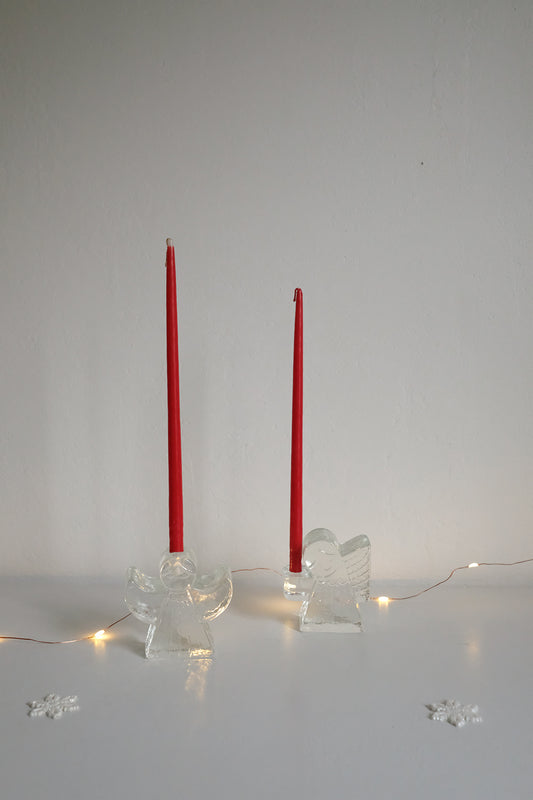 Swedish glass angel candlesticks