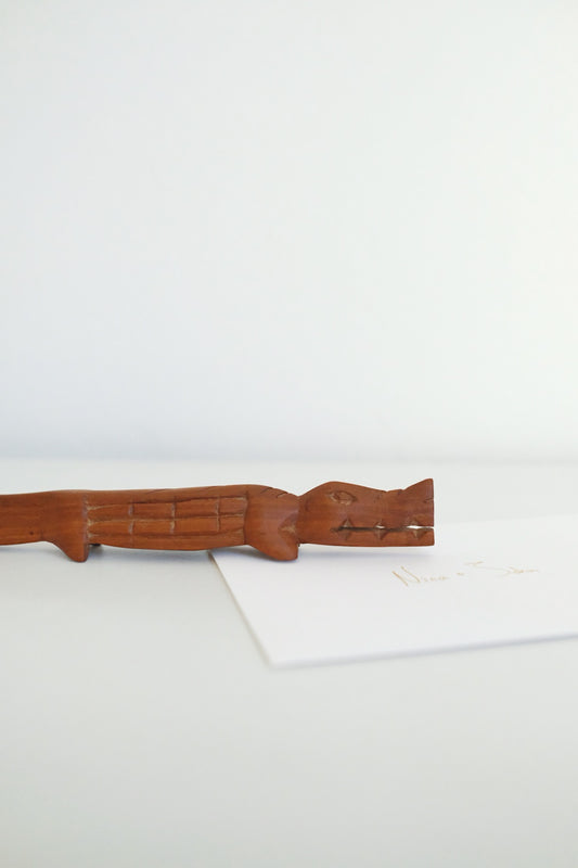 wooden crocodile letter opener