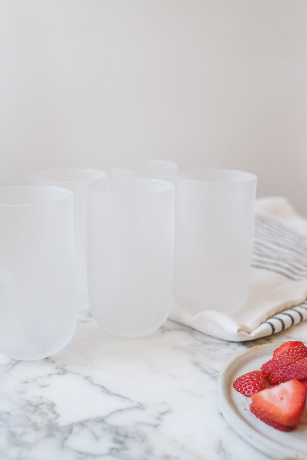 frosted drinking glass - set of 5