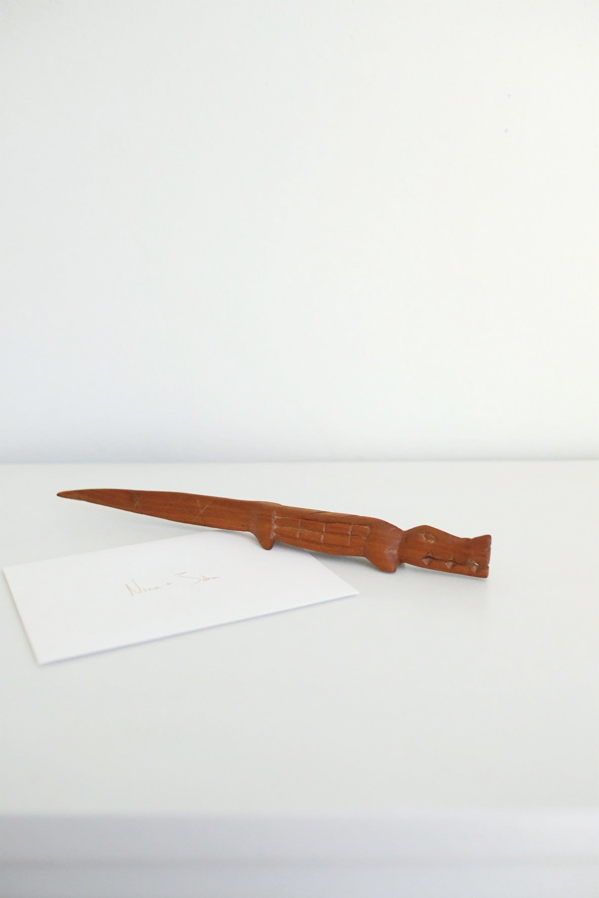 wooden crocodile letter opener