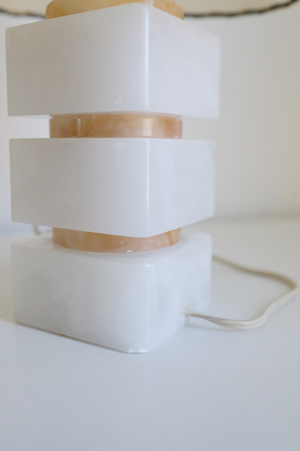 italian stacked alabaster lamps - set of 2