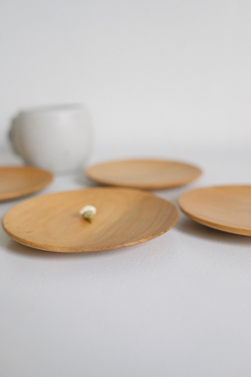 small wood plates - set of 4