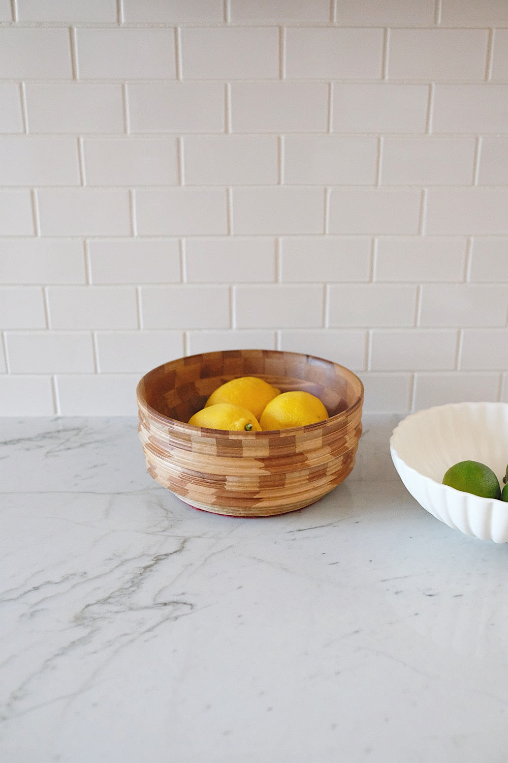 checkered wood bowl