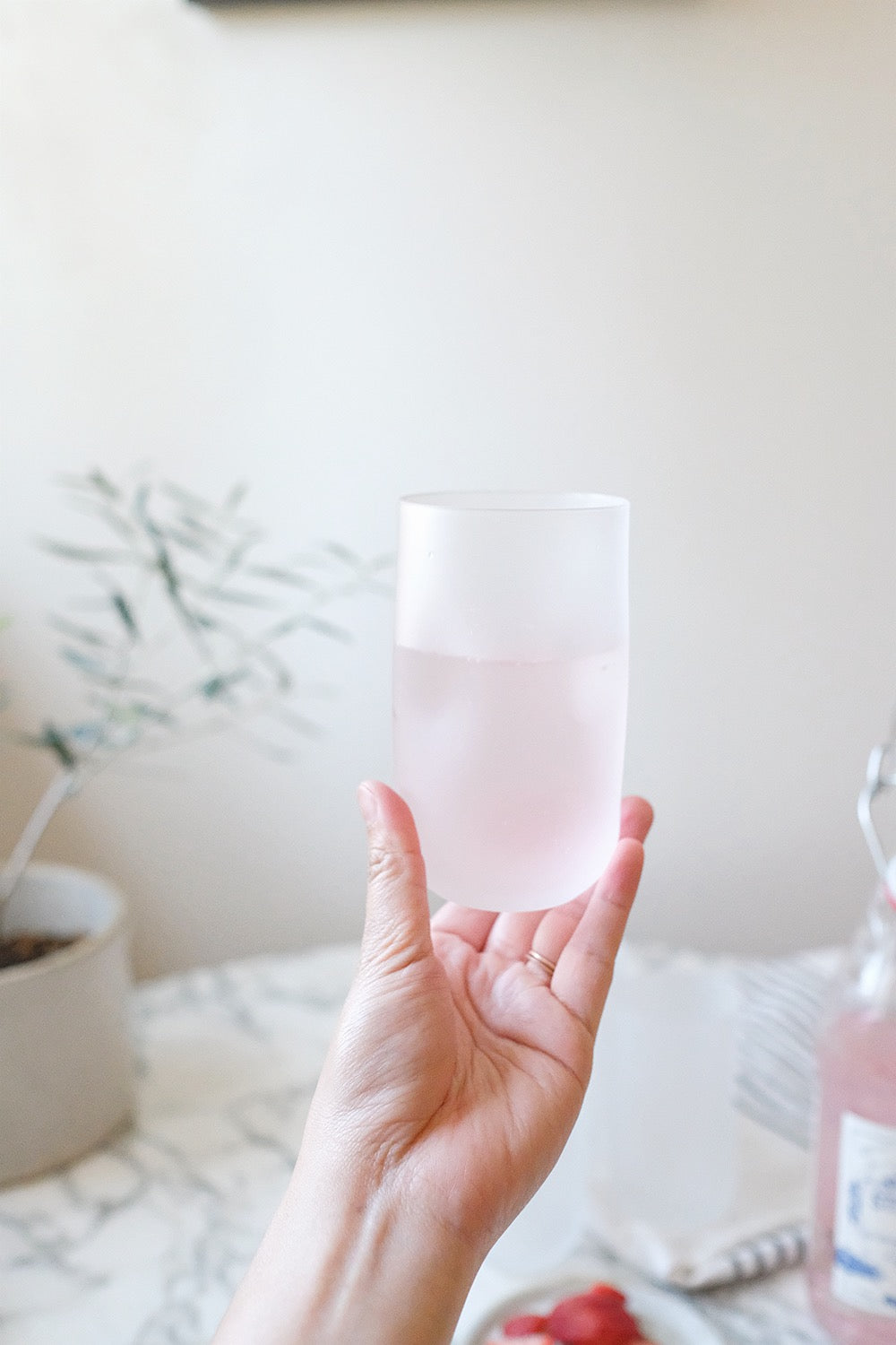 frosted drinking glass - set of 5