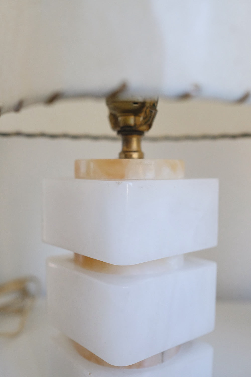 italian stacked alabaster lamps - set of 2