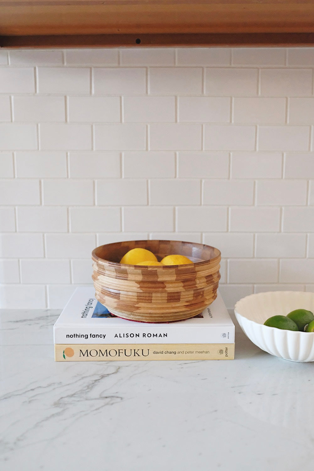 checkered wood bowl