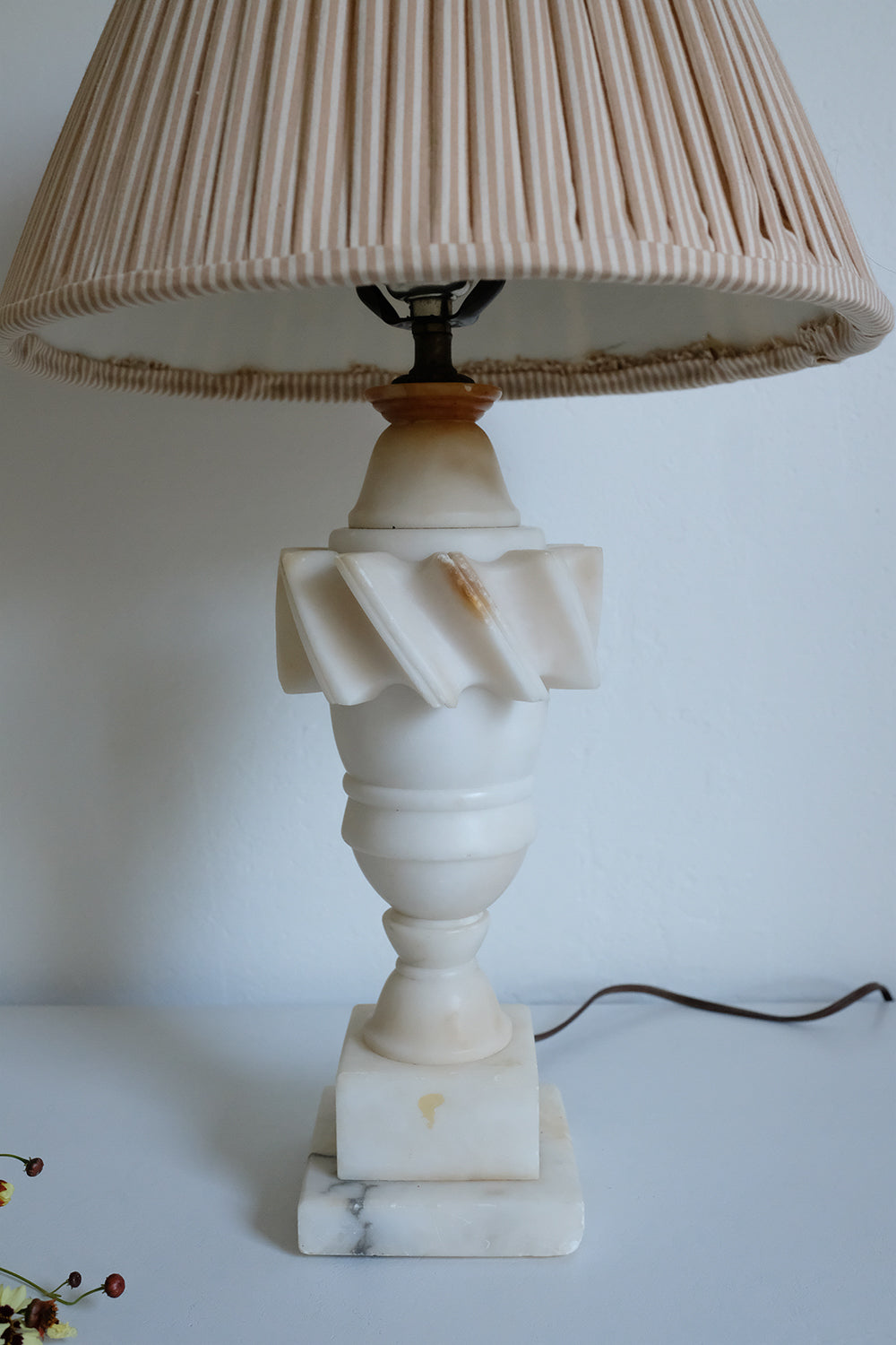 marble lamp with fabric shade