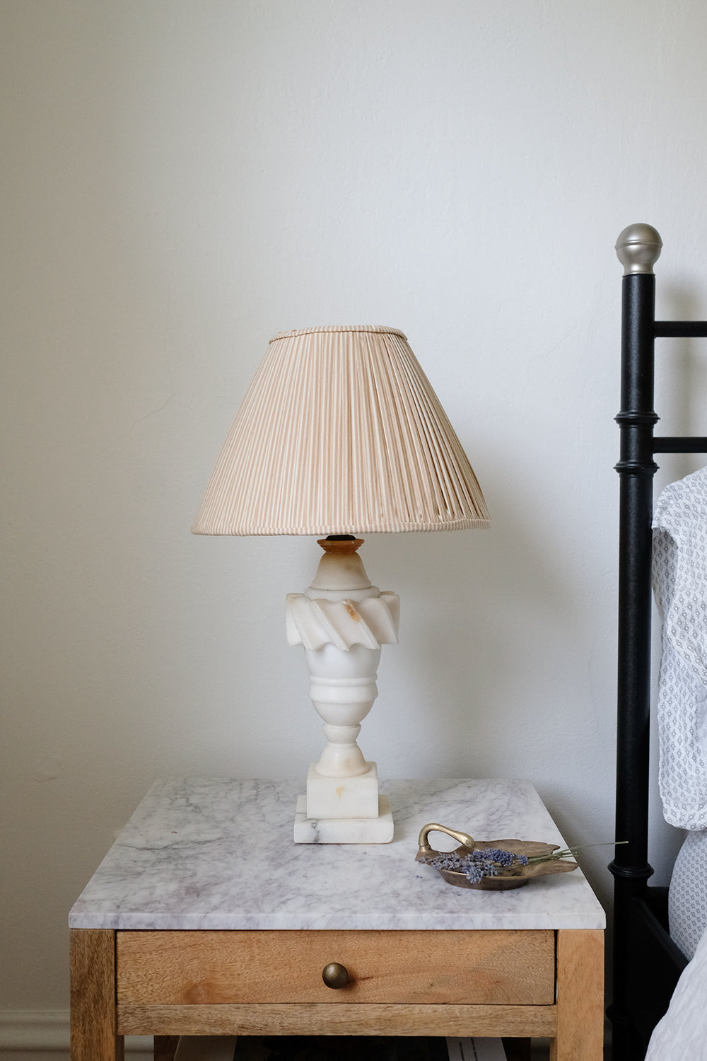 marble lamp with fabric shade