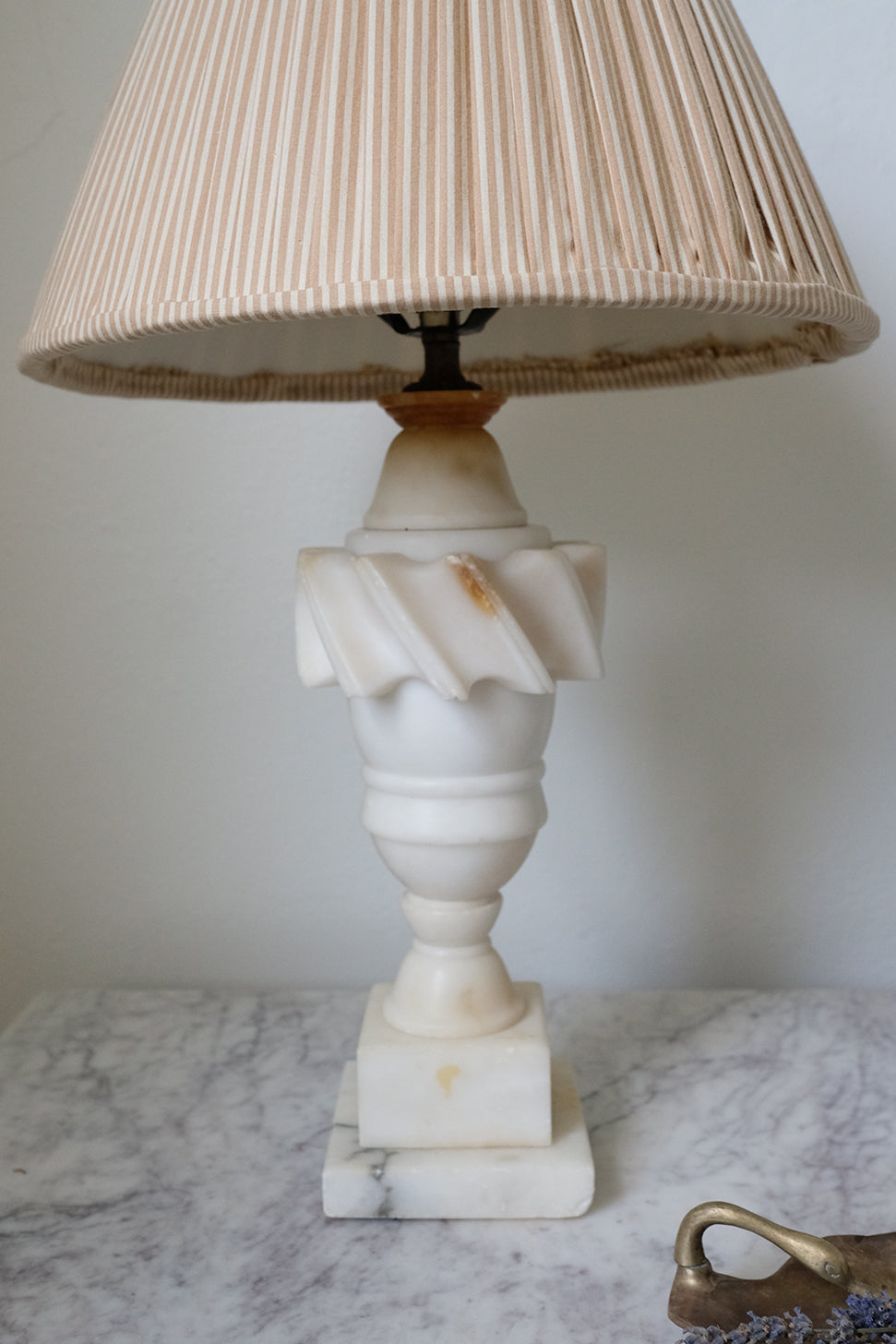 marble lamp with fabric shade