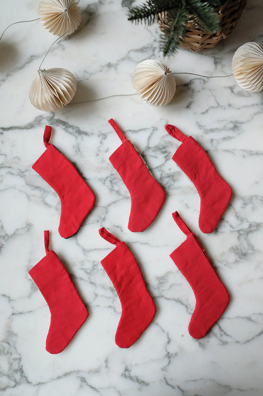 mini needlepoint stocking ornaments - set of 6