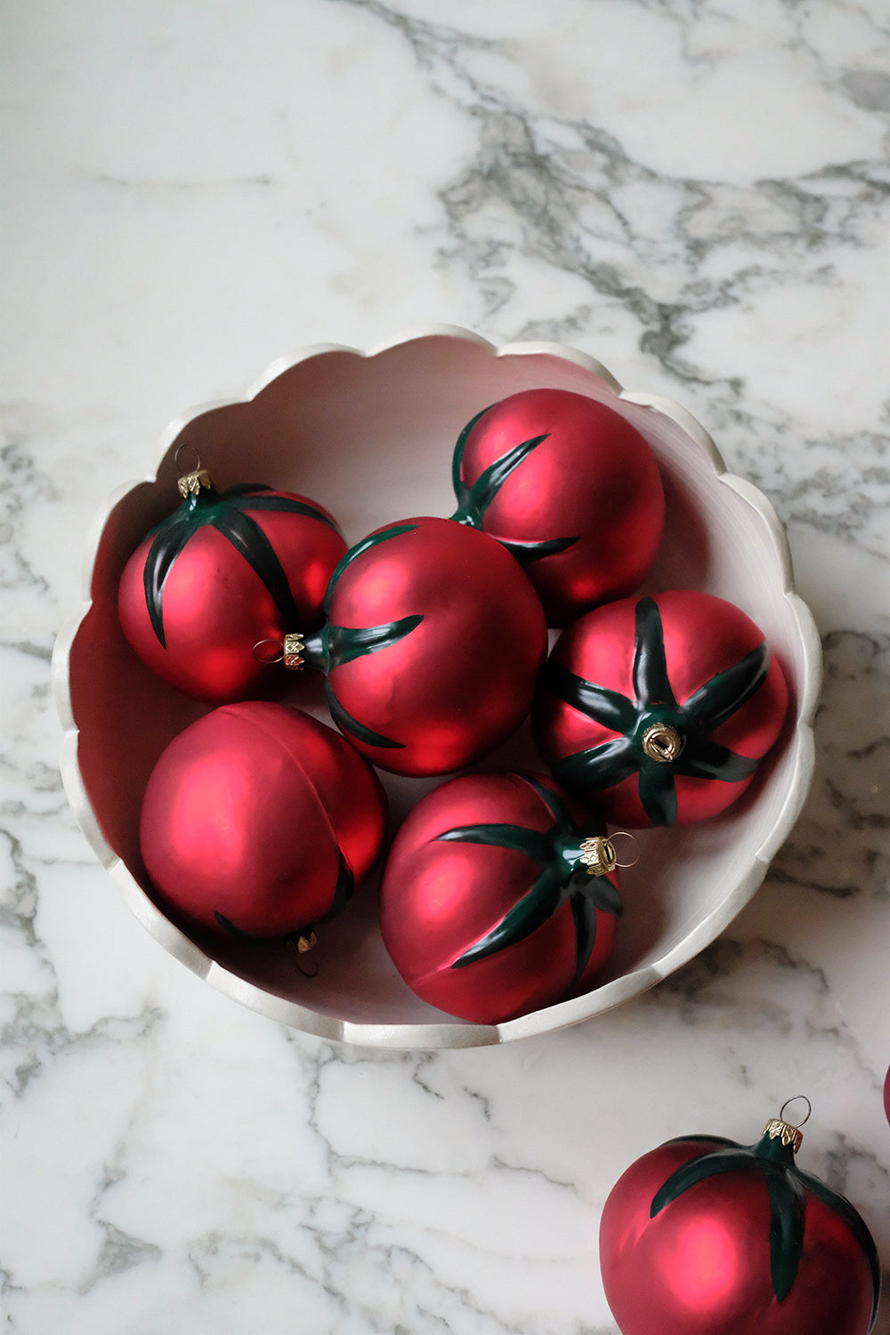 glass tomato ornaments - set of 8