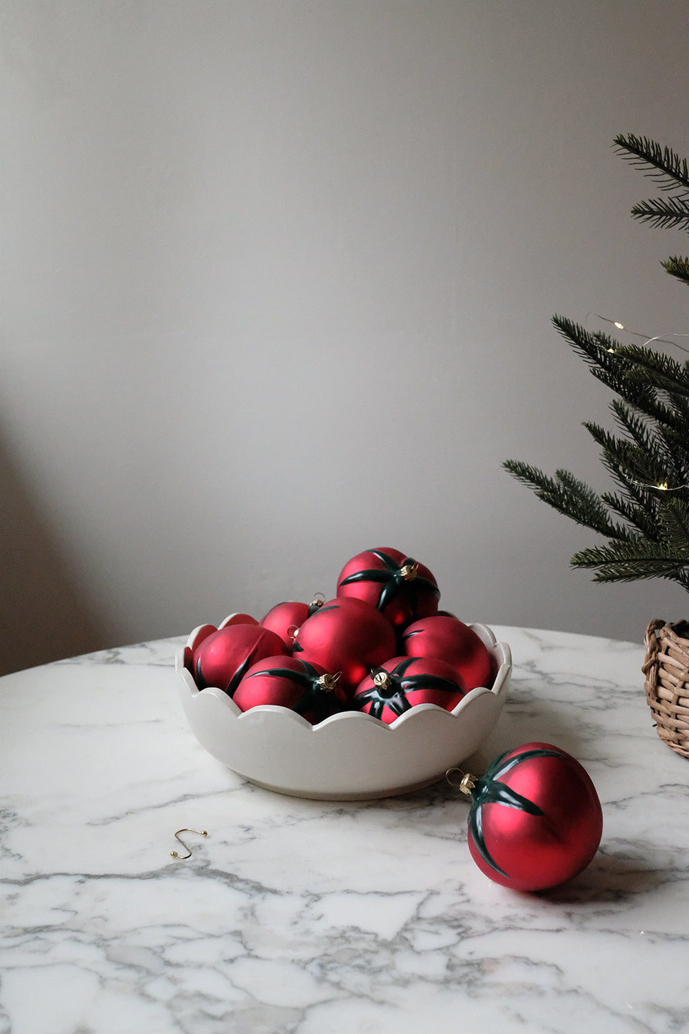 glass tomato ornaments - set of 8