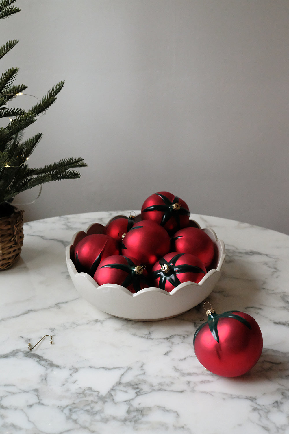 glass tomato ornaments - set of 8