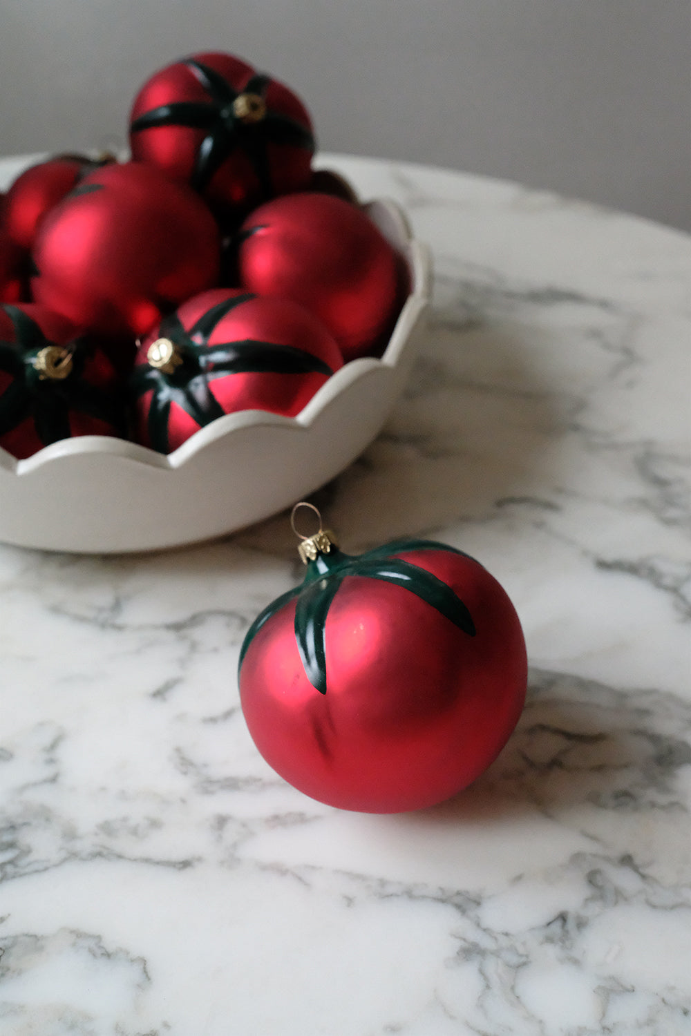 glass tomato ornaments - set of 8