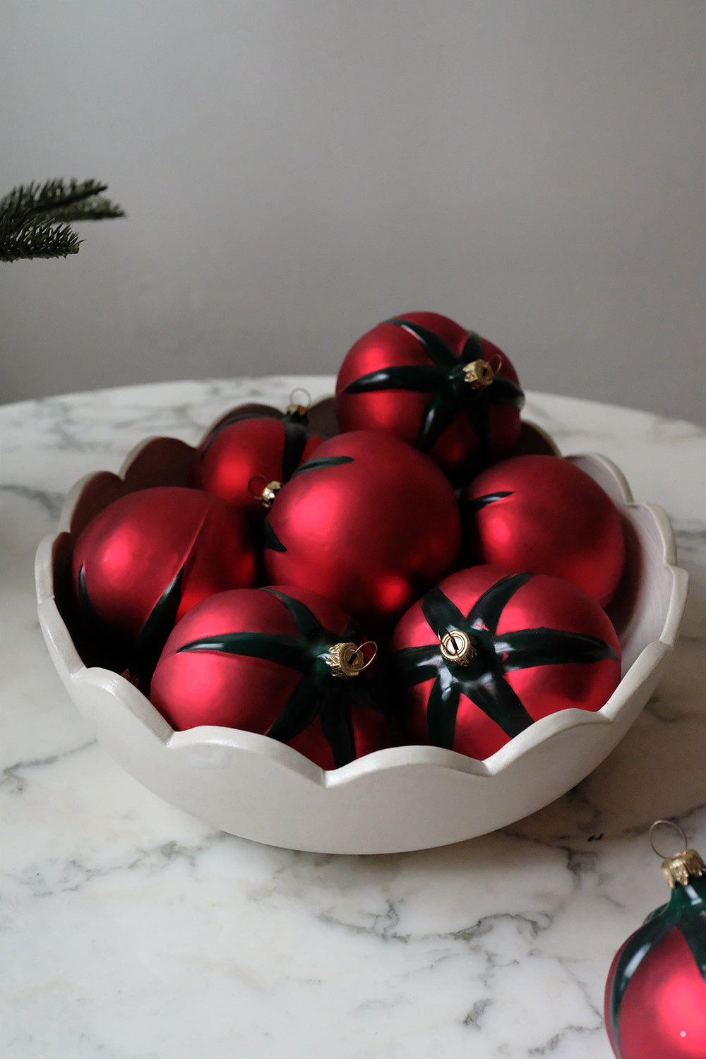 glass tomato ornaments - set of 8