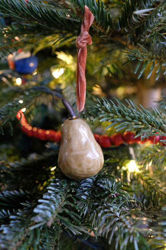 handmade ceramic pear ornaments