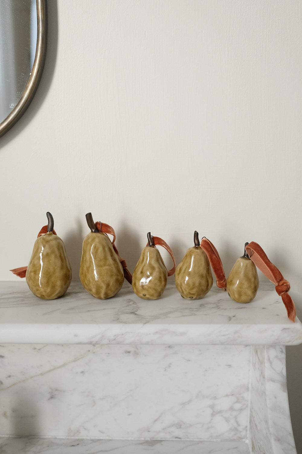 handmade ceramic pear ornaments