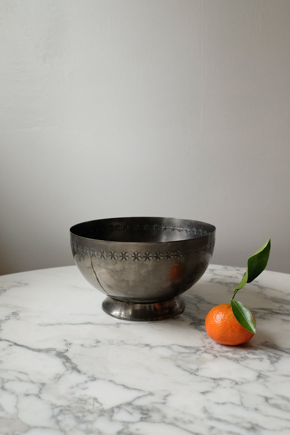 pewter floral footed bowl