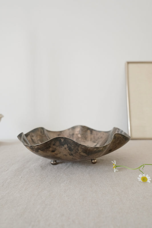 wavy metal footed bowl
