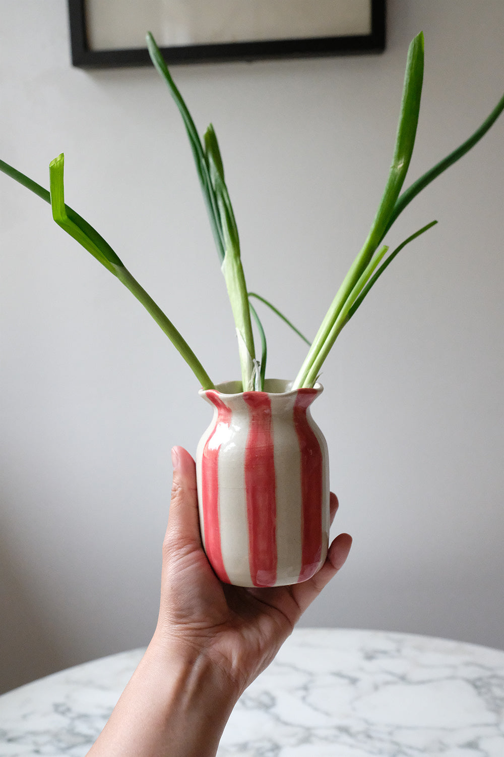 striped vase - red