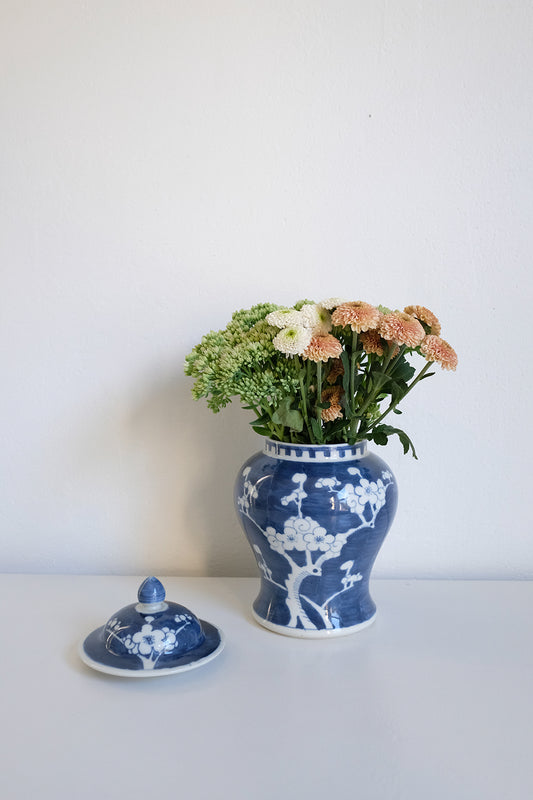 blue & white temple jar