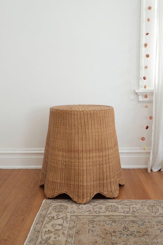 trompe l'oeil wicker side table
