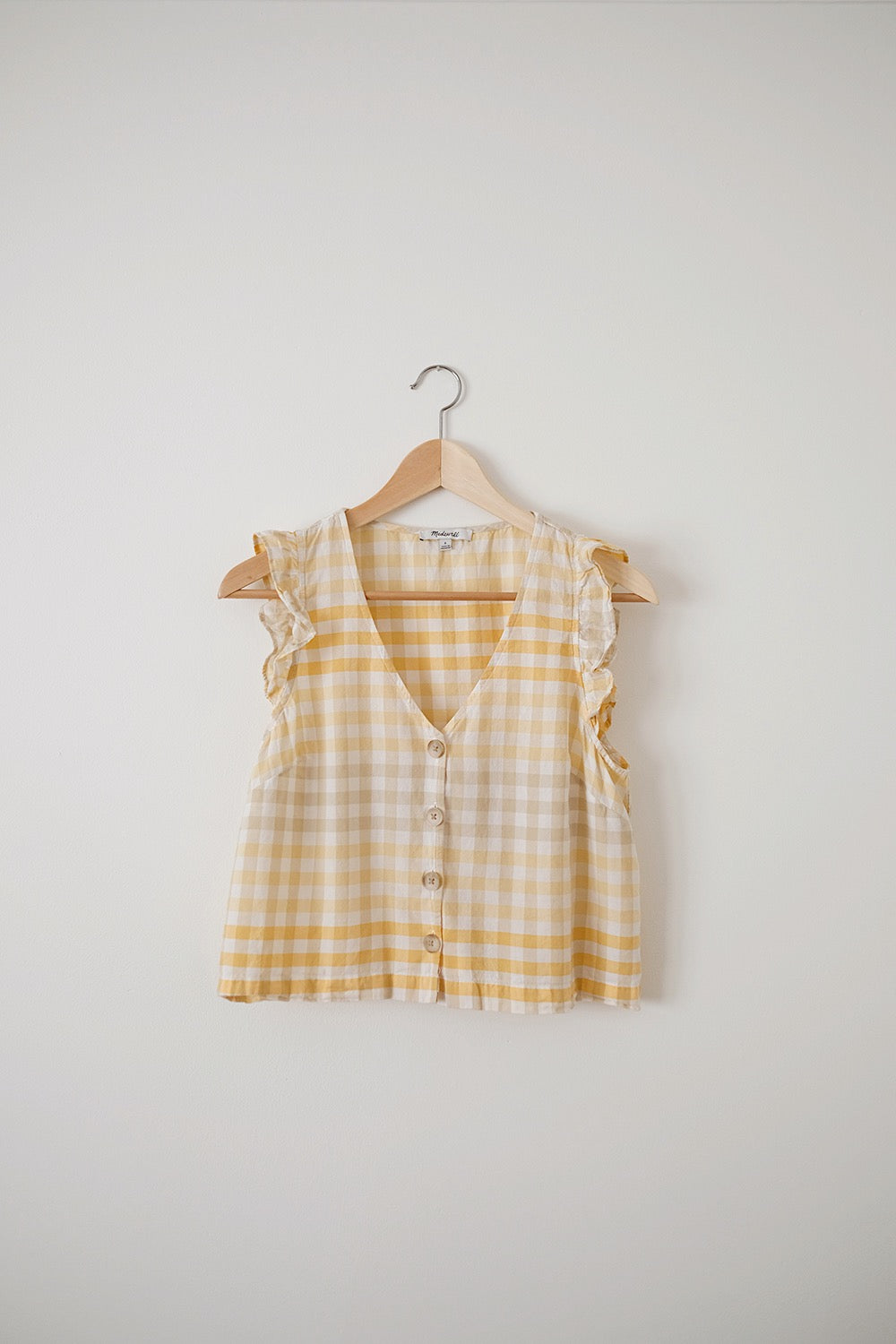 madewell gingham button-front top