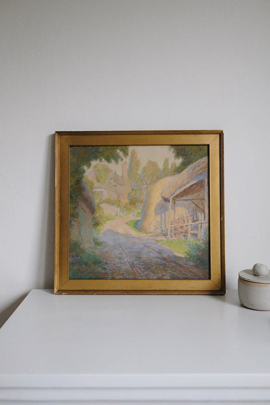 "the shed" framed pastel drawing
