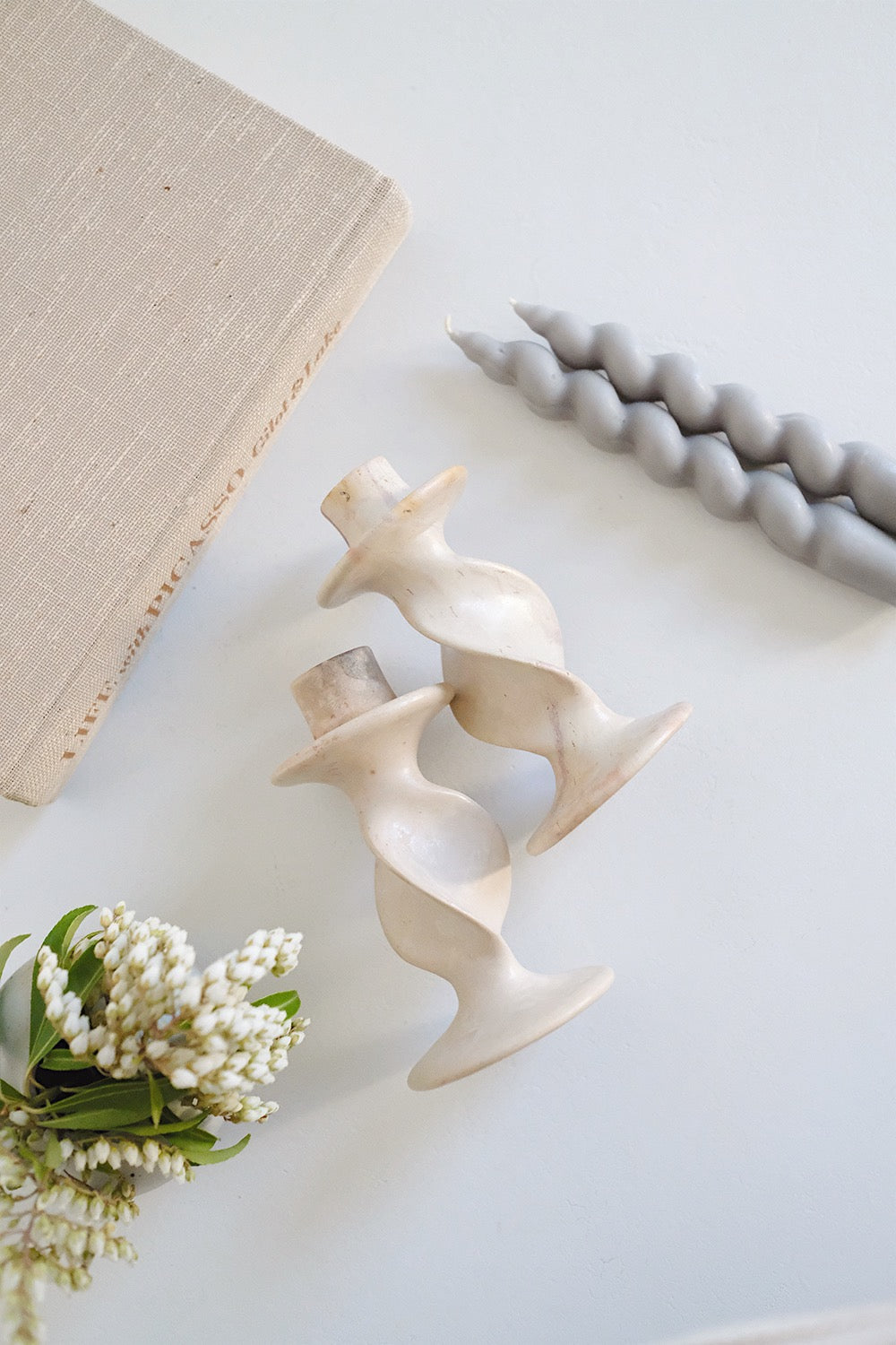 soapstone candlesticks - set of 2
