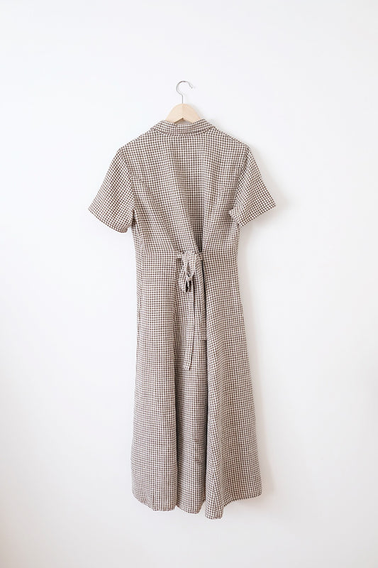 vintage eddie bauer tie-back gingham dress