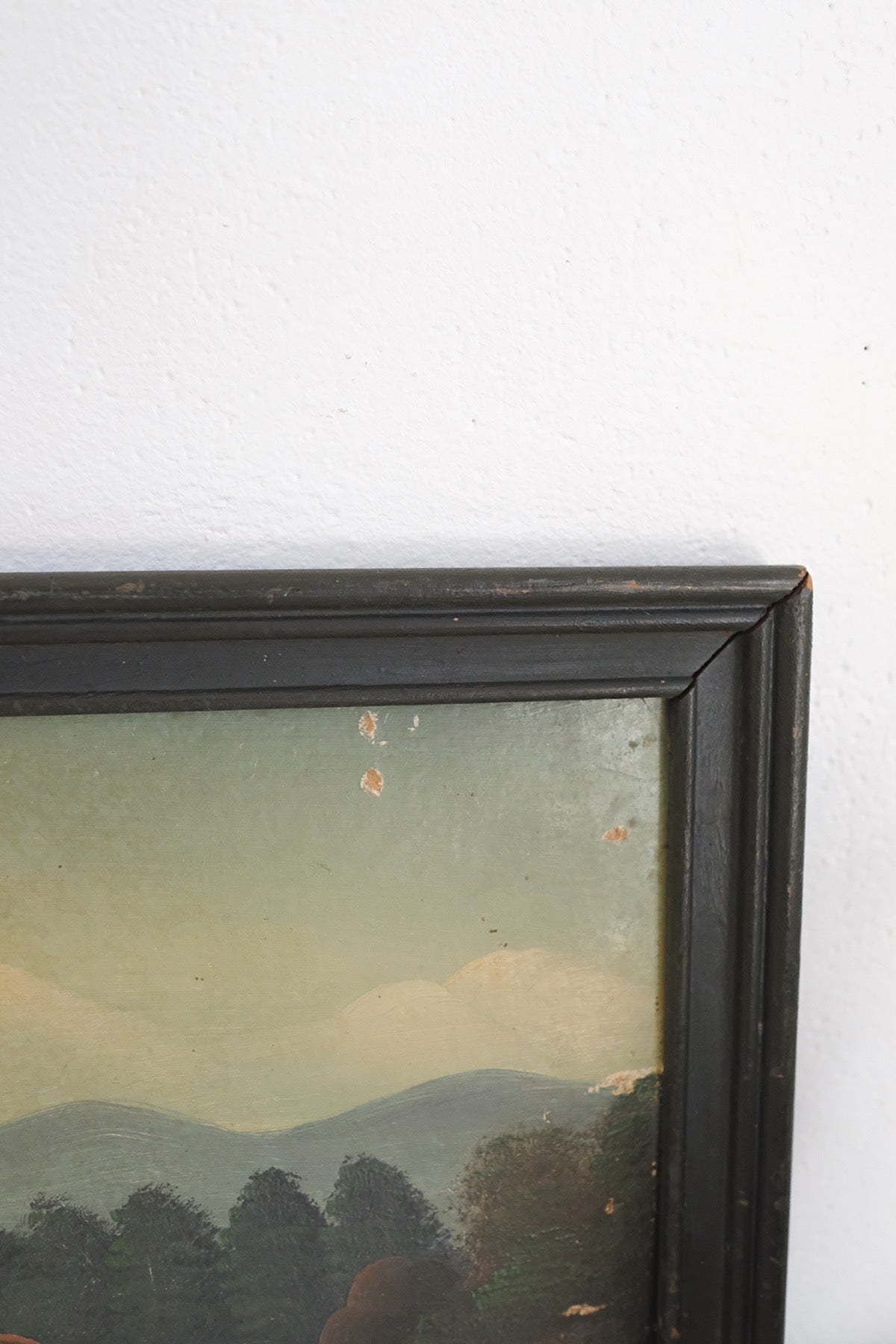 antique mountainside painting