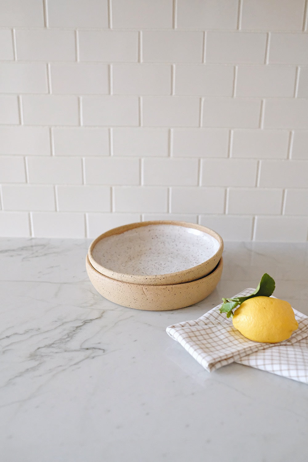 speckled low bowls - set of 2