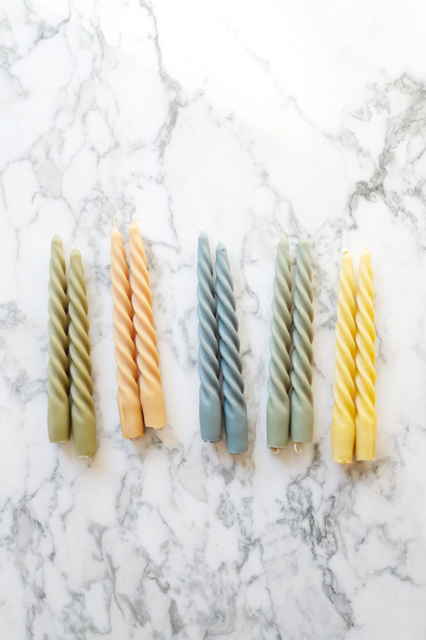 twist beeswax taper candles - set of 2