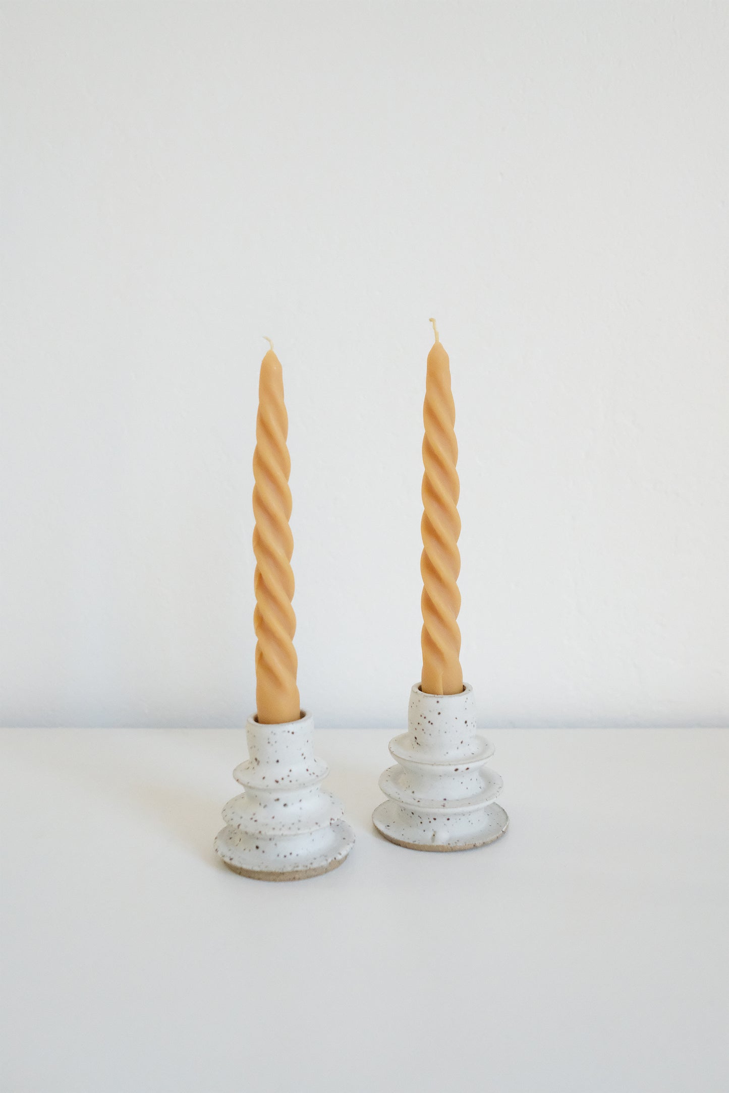 twist beeswax taper candles - set of 2