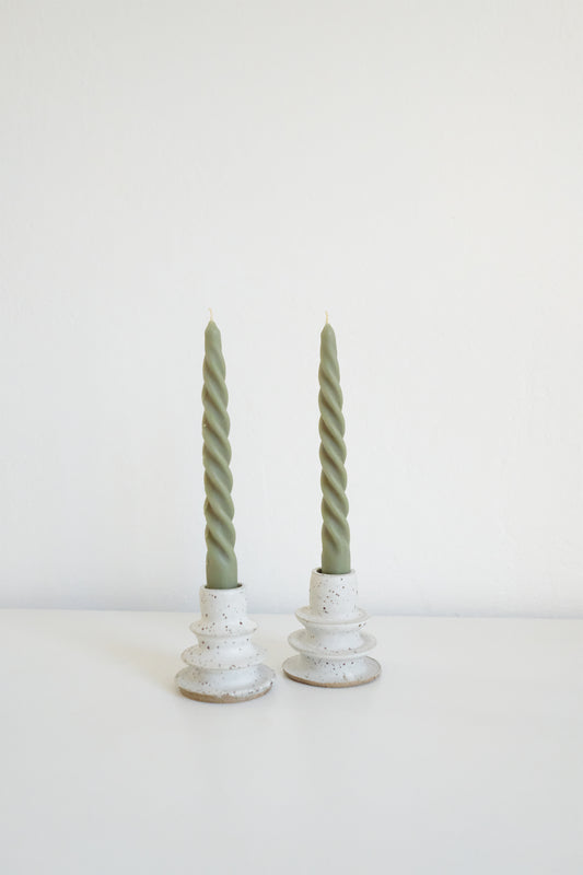 twist beeswax taper candles - set of 2