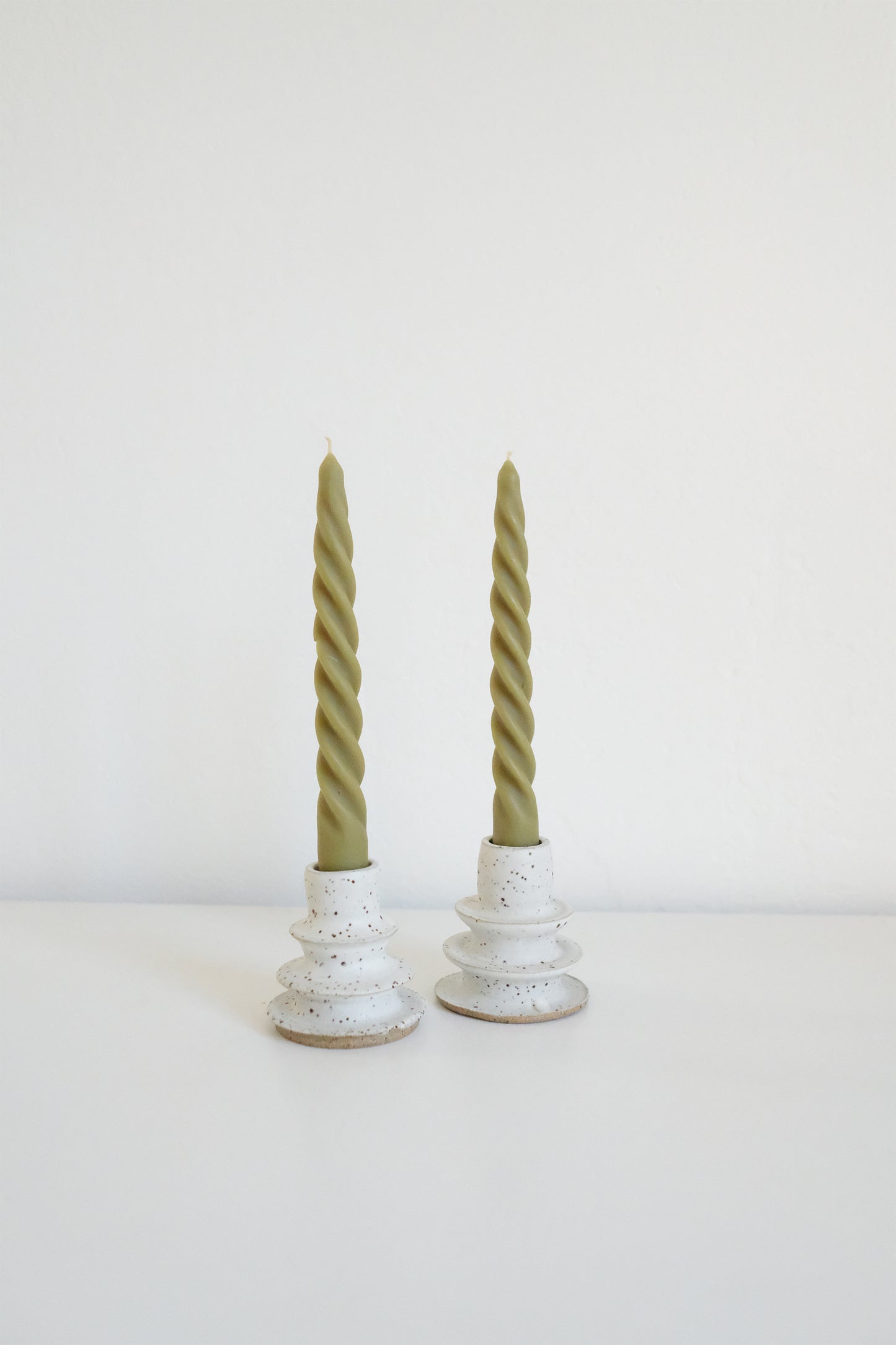 twist beeswax taper candles - set of 2