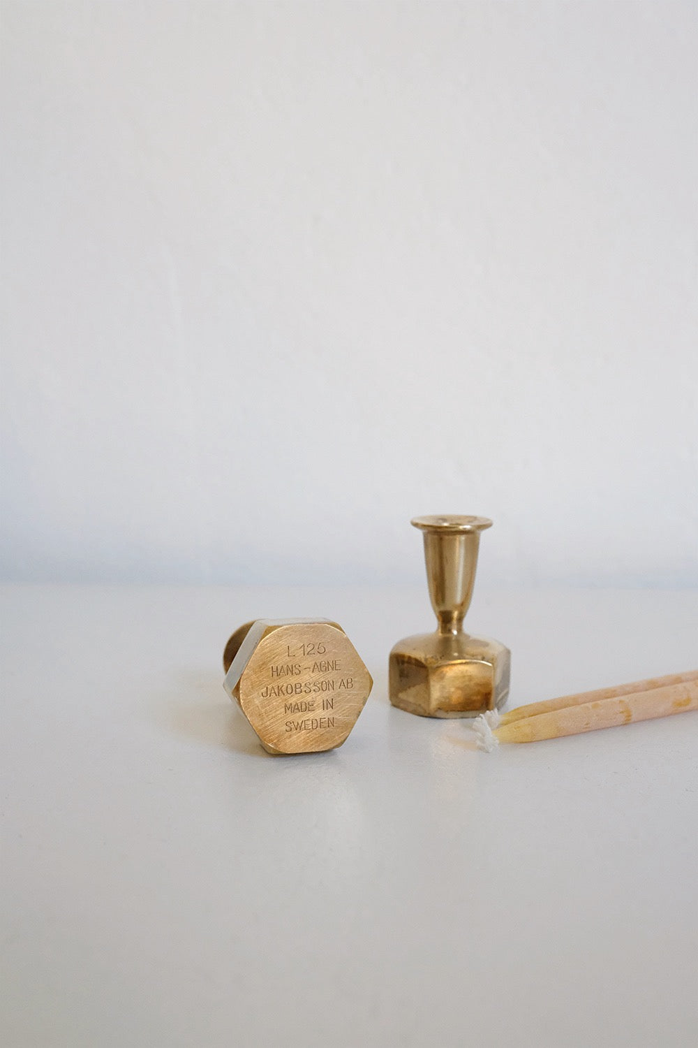 Swedish brass candlesticks - set of 2