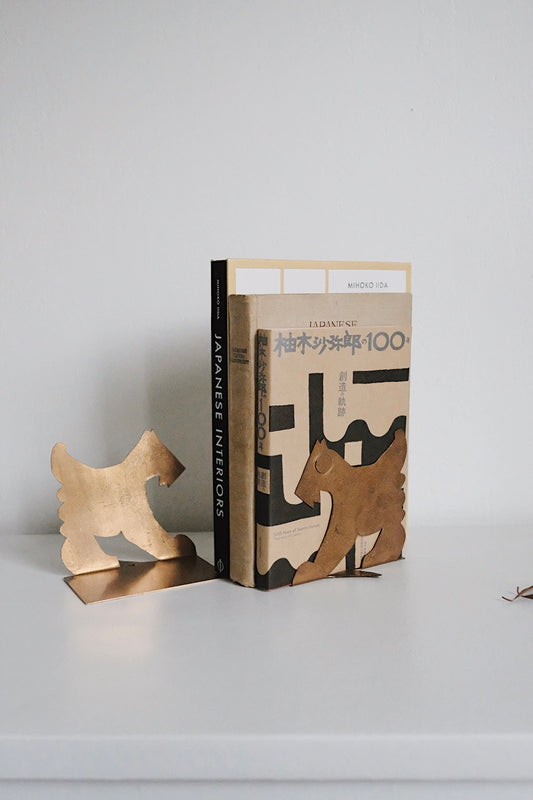 copper dog bookends - set of 2