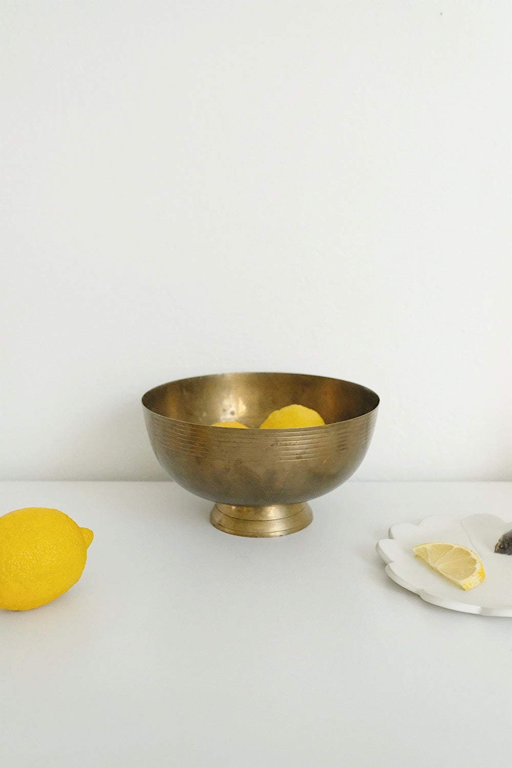 striped brass footed bowl