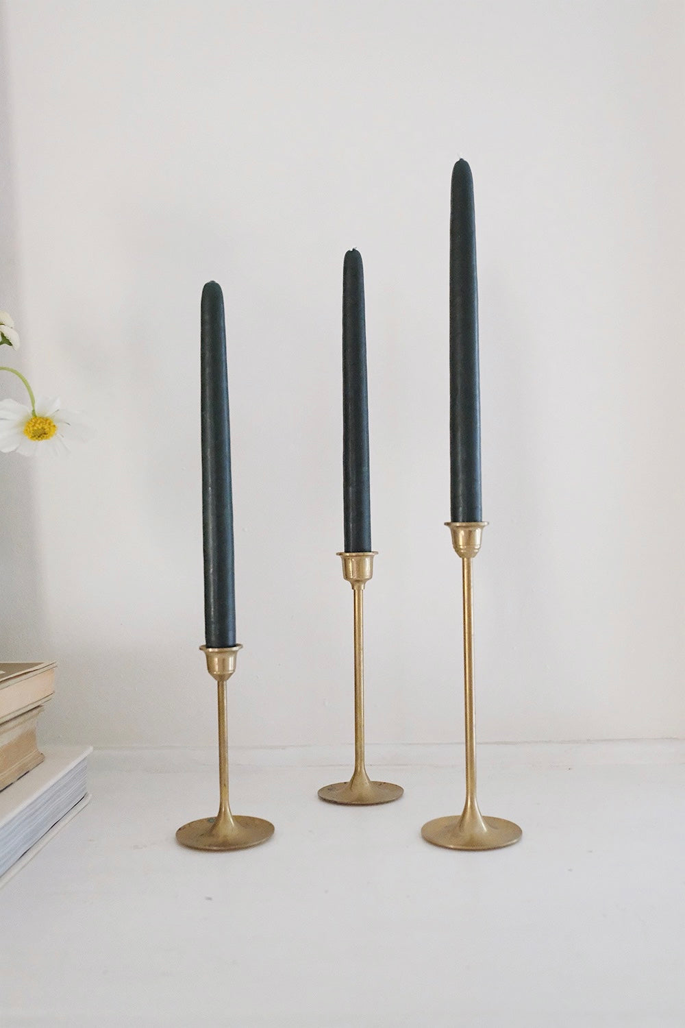 brass candlesticks - set of 3