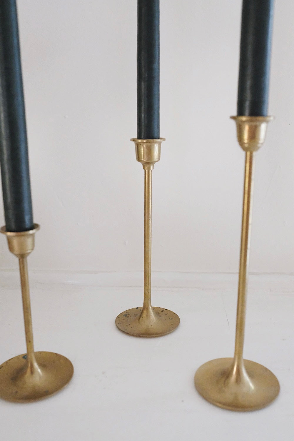 brass candlesticks - set of 3