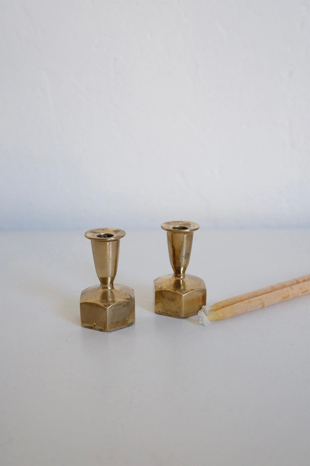 Swedish brass candlesticks - set of 2