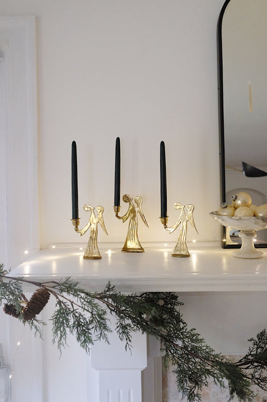 brass angel candlesticks - set of 3