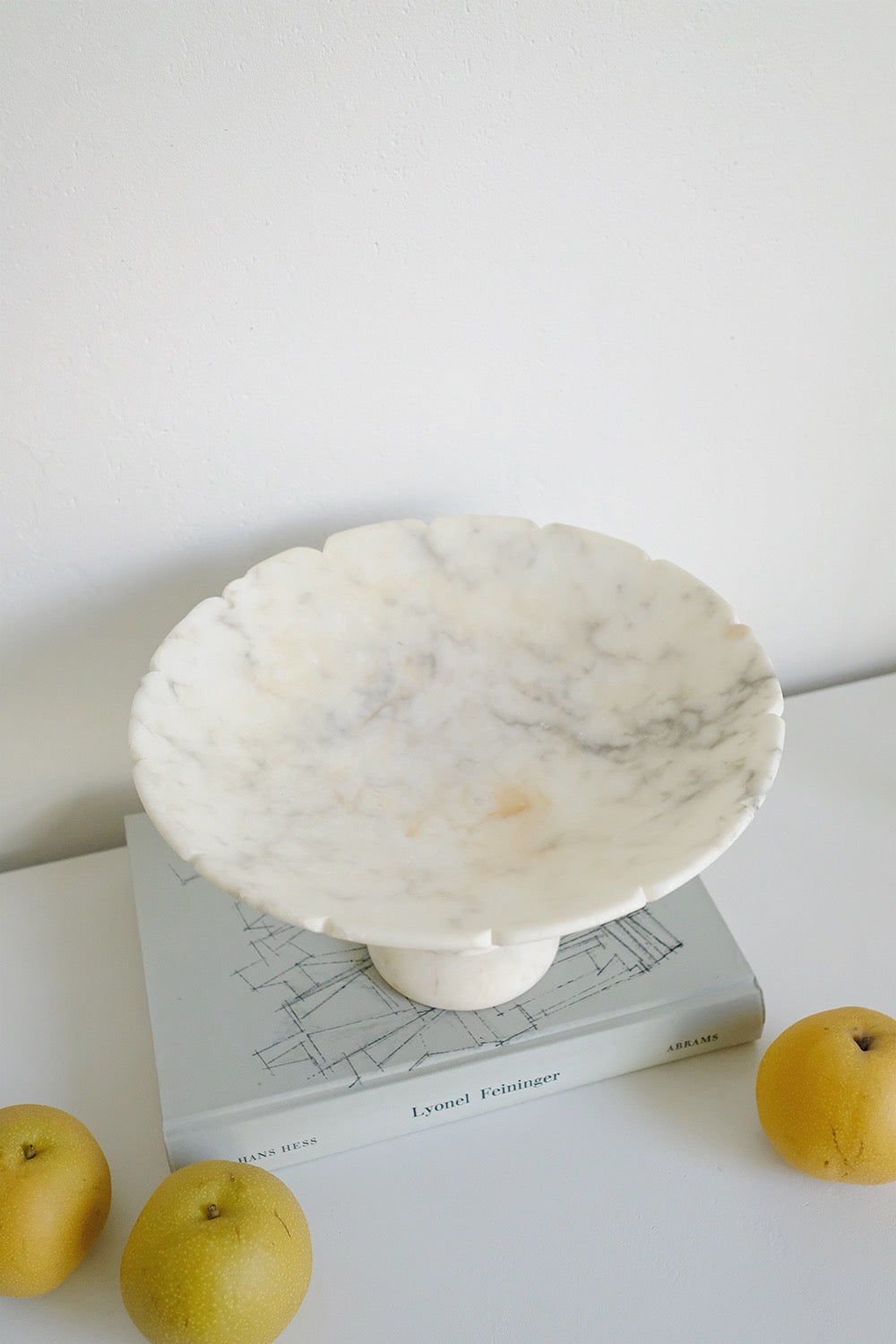 scalloped alabaster pedestal