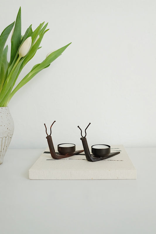 snail tealight holders - set of 2